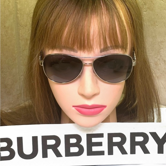 Burberry Accessories - New Burberry B3080 1300 Silver Polarized Aviator Sunglasses
